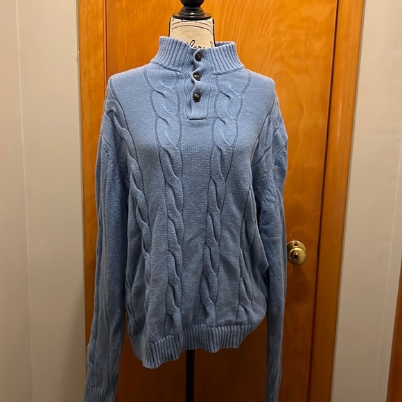 Chaps | Sweaters | Chaps Mens Periwinkle Blue Button Down Mock Turtleneck  Sweater | Poshmark